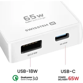 Swissten Swissten, World Travel Charger 65W GaN USB-C / USB-A weiß