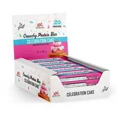 XXL Nutrition - Crunchy Protein Bar - Protein Riegel, Eiweißriegel - 12 Pack - Celebration Cake - XXL Nutrition