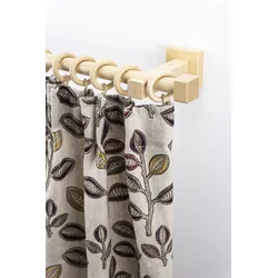 Gardinenstange GARESA "CUBUS", beige (natur), L:170cm Ø:20mm, Holz, Gardinenstangen, Vorhanggarnitur, verlängerbar, Endkappe, mit Ringe