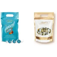 Lindt LINDOR Schokoladen Kugeln Salted Caramel | ca. 80 Schokoladen Kugeln Milch-Schokolade mit einer Füllung aus Salz-Karamell | Großpackung & Schokolade Marc de Champagne Kugeln | 700 g