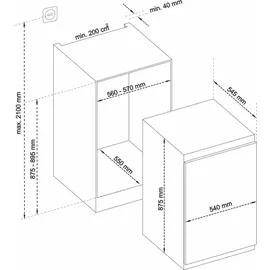 Telefunken EG88S95E Einbaugefrierschrank | Tiefkühlschrank | 88cm Nische 94 Liter Nutzinhalt Temperaturregelung 4-Sterne-Gefrierraum