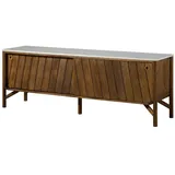 MASSIVMOEBEL24.DE Sideboard Mango 185x45x65 braun geölt / echter Marmor LOS ANGELES #07 - 2 Jahre Gewährleistung - mind. 14 Tage Rückgaberecht - Braun,Weiß