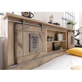 MASSIVMOEBEL24.DE Bett Mango 180x200x105 whitewash lackiert RAILWAY 343