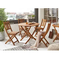 Sam möbel gmbh Balkonmöbel Set 5tlg Akazie Klapptisch rund