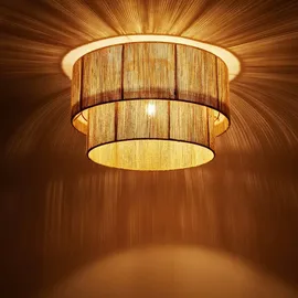 Tectake Deckenleuchte Lignea Lux aus Jute im Boho-Stil, 40W - braun