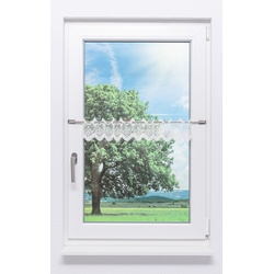Scheibengardine Lysel - Lochstickerei #1W (BxH) 81cm x 12cm natur
