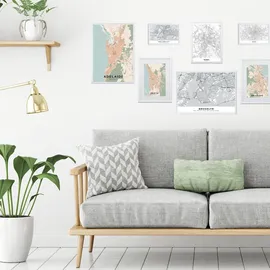 Relaxdays Bilderrahmen 2er Set, 10x15 cm, Passepartout 9x13 cm, Glasscheibe, Fotorahmen zum Stellen & Hinhängen, weiß