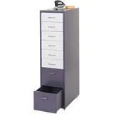 Mendler Rollcontainer Boston T851, Schubladenschrank Stahlschrank, 110x28x41cm 8 Schubladen ~ dunkelgrau weiß-dunkelgrau
