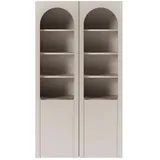 Selsey Arkadia - Vitrine mit Bogentüren und Glasfronten, Kaschmirgrau, 100 cm - Taupe
