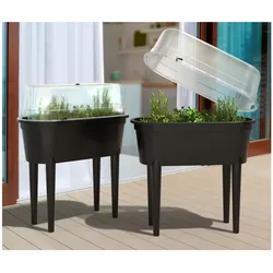 2x Hochbeet + Deckel 77cm Balkon Kasten Beet Kräuter Pflanzkasten Gewächshaus