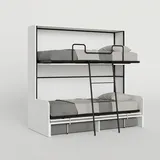 Itamoby Kando Doppel-Schrankbett mit Sofa mit weißen Eschenmatratzen, grau