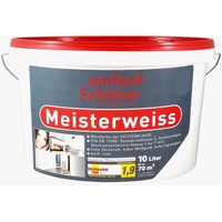 10 L. Meisterweiss Wandfarbe der Spitzenklasse, Weiss Matt ca. 70 m2 Wilckens