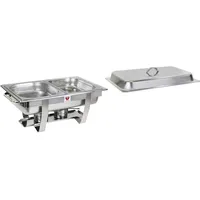 Beeketal Chafing Dish 'BCD-1' Profi Gastro Speisewärmer Set aus Edelstahl - Lieferumfang: 1x Grundgestell, 1x Wasserbecken, 1x Deckel, 2x Brennpaste Behälter, 2x Gastronorm Behälter