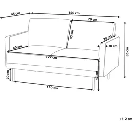 Beliani Sofa 2-Sitzer Breda Stoff Rosa