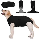 Kuoser Hundebody nach OP L OP-Body für Rüde & Hündin, Schutzanzug nach Kastration, Anti-Leck Body für Hunde, Alternative zum Halskragen, Schwarz