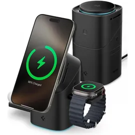 SPIGEN Essential EF223MS 3-in-1 Qi2 Kabelloses Ladegerät - Schwarz
