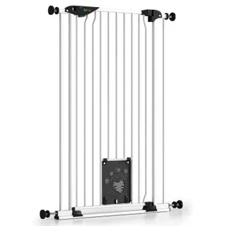 Bomi Tierschutzgitter mit Katzenklappe Extrahoch 107 cm - Mira 73-143 cm in weiß für Hunde | Katzen XS
