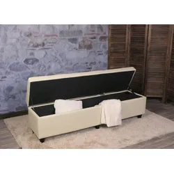Mendler Bank Sitzbank mit Aufbewahrung Kriens XXL, Kunstleder, 180x45x45cm ~ creme