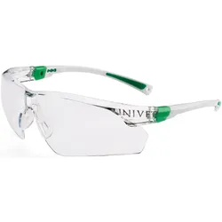 UNIVET Schutzbrille 506 UP Bügel weiß grün, EN 166, EN 170, Scheibe klar Polycarbonat