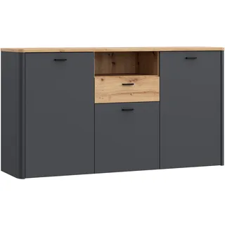 Forte Sideboard FORTE, grau (artisan eiche, uni wolfram grau), B:157,9cm H:86,3cm T:41,4cm, FSC-zertifizierter Holzwerkstoff, Sideboards, Breite ca. 157 cm