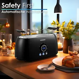 Steinborg 4 Scheiben Toaster Digitales Display m. Brötchenaufsatz