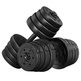Yaheetech Hantel-Set 15/20/25/30 Kg, (2er-Set), Verstellbare Kurzhanteln mit Sternverschlüssen, rutschfest schwarz