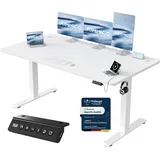 JUMMICO Höhenverstellbarer Schreibtisch mit USB-Ladeanschluss,Schreibtisch Höhenverstellbar Elektrisch 160 x 70 cm, Steh-Sitz Tisch Stehpult Verstellbarer Computertisch,Standing Desk,Weiß