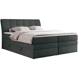 MKS Meble Boxspringbett Dunkelgrau, Textil, 2-Sitzer, H4, Rechteckig, 180x200 cm, Schlafzimmer, Betten, Boxspringbetten