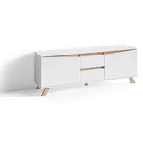 byLIVING TV-Board Valentin, Moderne Artisan Eiche Kombination mit weiß, Lowboard/Sideboard, robuste Melamin Optik, Holzwerkstoff, B 160, H 60, T 38 cm