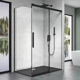 doporro Duschkabine Schwarz 90x120x195cm Eckdusche Rechts-oder Linkseinstieg ESG-Sicherheitsglas Klarglas Soft-Close inkl. Nano-Beschichtung