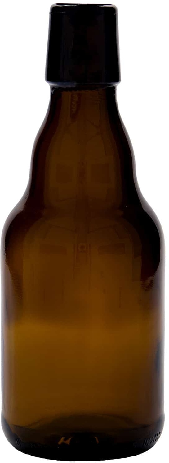 Bierflesje 'Steinie', 330 ml, glas, bruin, monding: beugelsluiting