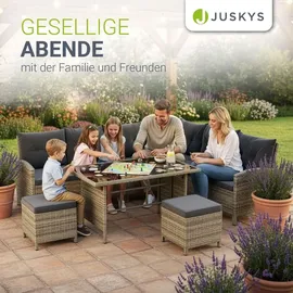 Juskys Manacor Polyrattan Lounge-Set grau meliert inkl. Abdeckung