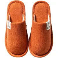 Generisch Hausschuhe Winter Leinenpantoffeln Atmungsaktive Gästepantoffeln Indoor Hausschuhe rutschfest Für Damen Herren Hause Hotel (Orange, 41) - 41 EU