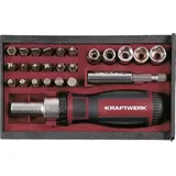 KRAFTWERK Bit Set mit Ratschenschraubendreher 25-tlg. | inkl. Steckschlüssel 1/4", & Bohrmaschinenadapter | KRAFTWERK Mini Werkzeug Set Art. Nr.: 306.378.003