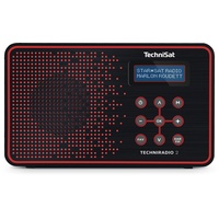 TechniSat TECHNIRADIO 2 Digital-Radio mit Favoritenspeicher, mobiles DAB+ und UKW-Radio, Kopfhöreranschluss, Netz- oder Batteriebetrieb, perfektes Taschenradio für unterwegs, schwarz/rot