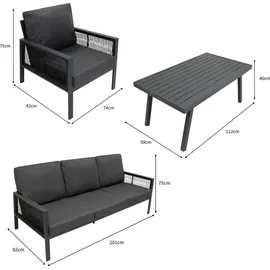 Jardi Gartenmöbel Set 4-tlg. grau/schwarz