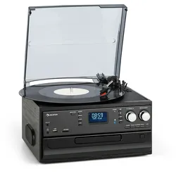 Oakland DAB Retro-Stereoanlage DAB+/FM BT-Funktion Vinyl CD Kassette Schwarzes Holz