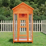BAZZI Voliere Vogelkäfig aus Holz für den Außenbereich, Braunes Vogelhaus, 91,5x53x170 cm, Außenvoliere, Aufzuchtkäfig, Papageienkäfig für Innen und Außen, Aus Kiefern Massivholz