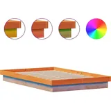 vidaXL Massivholzbett mit LED-Beleuchtung Wachsbraun 120x190 cm Kiefer