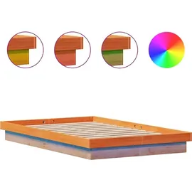 vidaXL Massivholzbett mit LED-Beleuchtung Wachsbraun 120x190 cm Kiefer