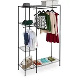 Relaxdays Offener Kleiderschrank, mit Kleiderstange, freistehendes Schranksystem, Metall, HBT 180 x 120 x 45 cm, schwarz
