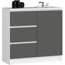 Akord Kommode AKORD JERRY 80 x 77 x 35 cm Weiß / Graphitgrau