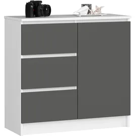 Akord Kommode AKORD JERRY 80 x 77 x 35 cm Weiß / Graphitgrau