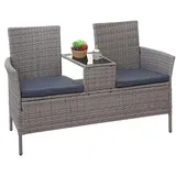 Mendler HWC-E24 132 x 55 x 84 cm grau/dunkelgrau inkl. Tisch