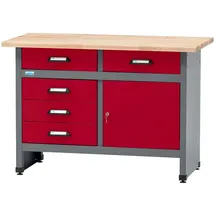 KÜPPER Werkbank Eintürig mit 5 Schubladen 84 x 120 x 60 cm Dunkelrot