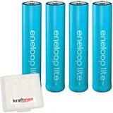 kraftmax 4er Pack Eneloop LITE AAA Akkus - speziell für schnurlose Telefone/DECT Telefon - 4X Micro Akku Batterien in hochwertiger Akkubox