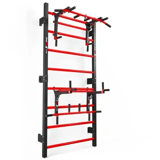 K-Sport Trainingsset- Sprossenwand mit Dip Station/Klimmzugstange grau|rot 6