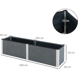 Outsunny - Hochbeet - 200Lx50Wx56Hcm - Grau
