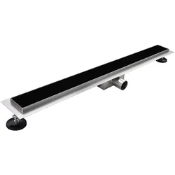 Aloni Edelstahl Duschrinne Bodenablauf Ablaufrinne Duschablauf Ablauf SchwarzGlas 60cm
