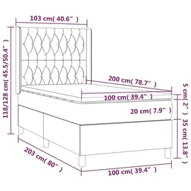 vidaXL Boxspringbett 100 x 200 cm Hellgrau